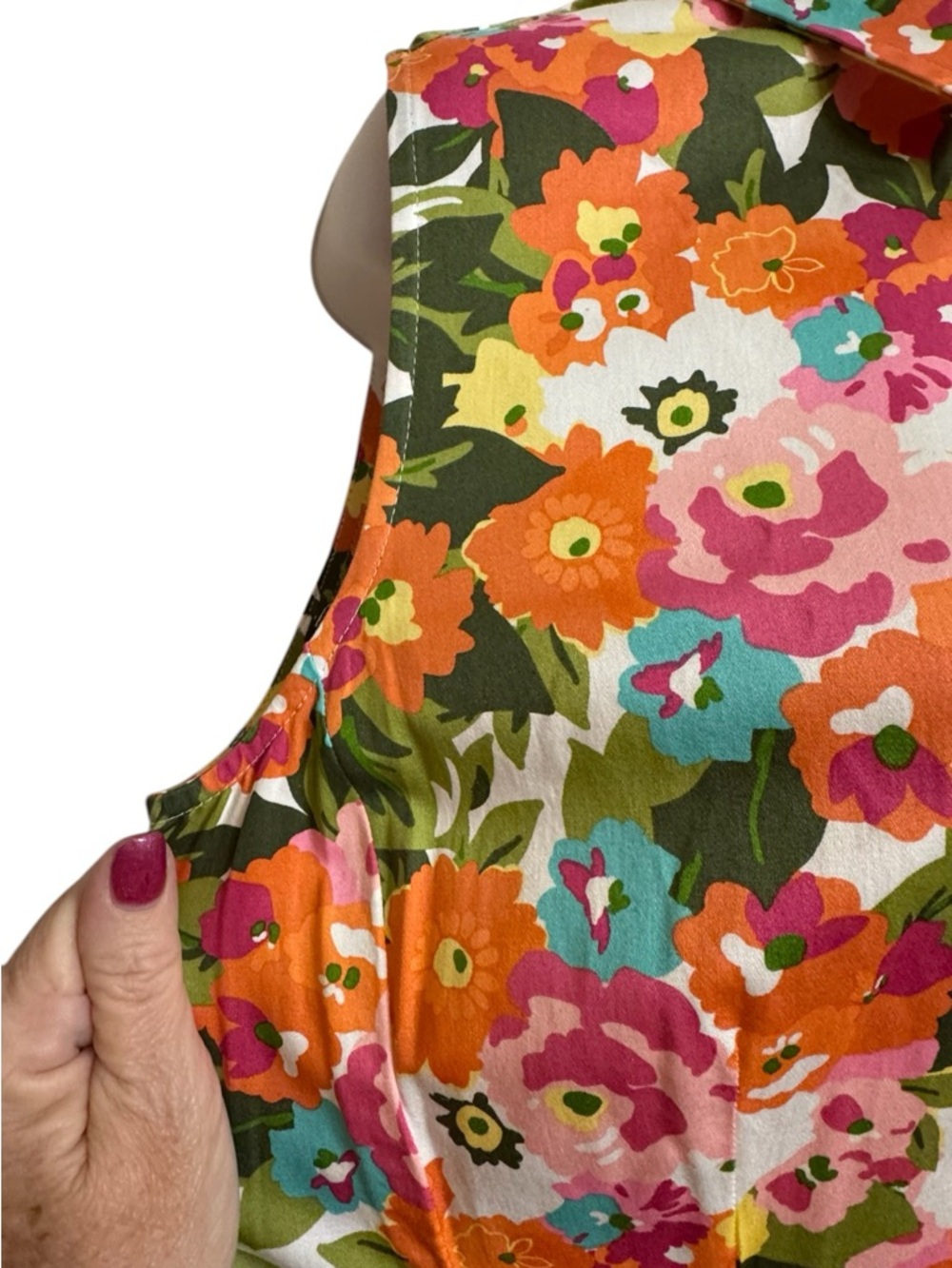Talbots Floral Sleeveless Collared Dress Cotton/Span LARGE/PETITE #CL - Picture 4 of 8
